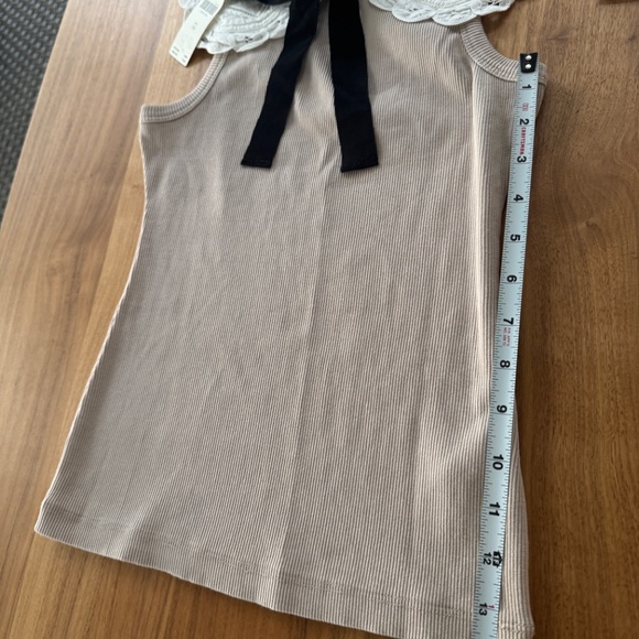 Anthropologie Beige Tank Top with White Lace Collar - Picture 8 of 12